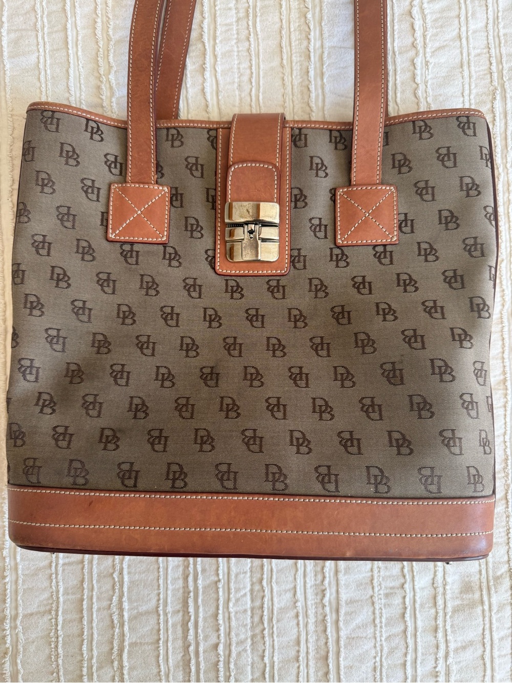 Vintage Dooney & Bourke monogram canvas tote bag leather classic - Picture 2 of 12